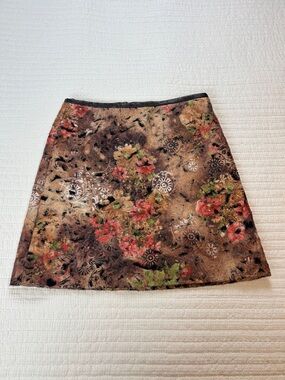 Vintage Floral Textured Art to Wear Moody Wool Blend Mini Skirt Size 8
